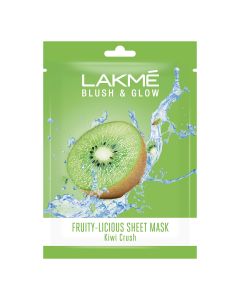 Lakme Blush & Glow Kiwi Crush Sheet Mask 25 ml | With Pure Kiwi Extract | Fruit Facial Like Glow In 15 Min | For Rejuvenated Feel