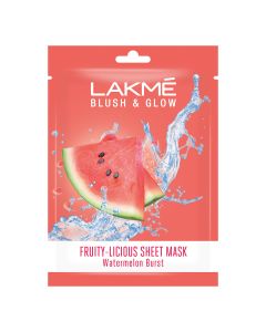 Lakme Blush & Glow Watermelon Burst Sheet Mask 25 ml | With Pure Watermelon Extract | Fruit Facial Like Glow In 15 Min | Gives Rejuvenated Feel