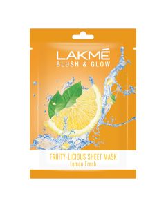 Lakme Blush & Glow Lemon Fresh Sheet Mask 25 ml | With Pure Lemon Extract | Fruit Facial Like Glow In 15 Min | For Rejuvenated Feel
